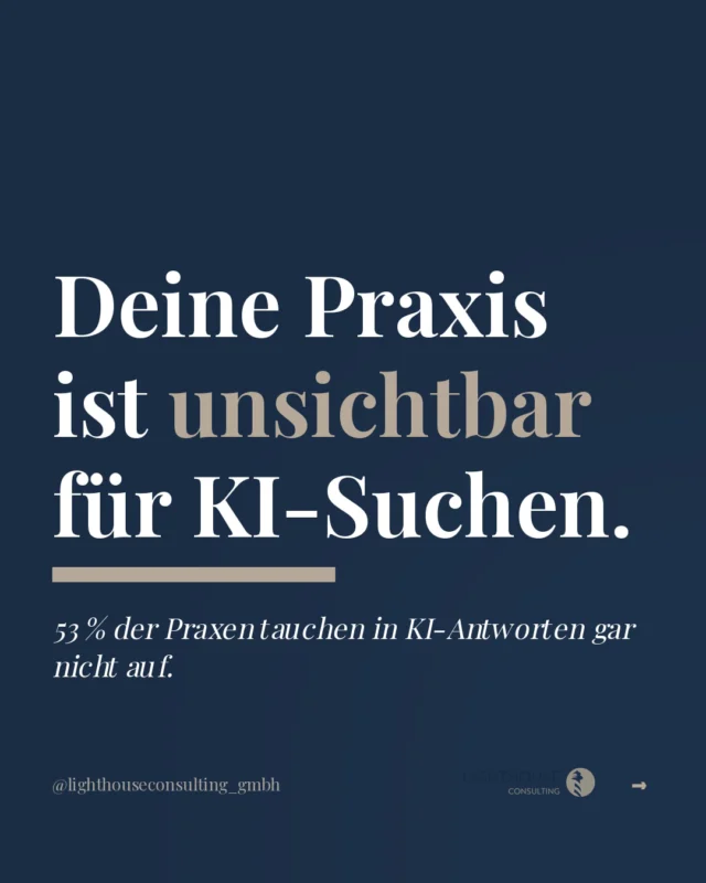 Deine Praxis existiert. Aber für KI-Suchen ist sie unsichtbar.

Wer heute nach einer Zahnarztpraxis sucht, tippt das nicht mehr nur in Google ein. Viele fragen ChatGPT, Gemini oder den KI-Assistenten im Browser direkt: „Welche Zahnarztpraxis in meiner Nähe ist gut?“ Und was diese Systeme antworten, hängt davon ab, was sie über dich finden können.

Eine aktuelle Untersuchung zeigt: 53 Prozent der Zahnarztpraxen tauchen in solchen KI-gestützten Suchanfragen gar nicht auf. Nicht weil sie schlechte Arbeit leisten, sondern weil die Datenbasis fehlt, auf die diese Systeme zugreifen.

Das Gute daran: Du brauchst dafür keine große Marketingstrategie und kein Budget. Der wichtigste Schritt ist dein Google-Unternehmensprofil, und zwar gepflegt, vollständig und aktuell. Öffnungszeiten, Leistungen, Fotos, aktuelle Bewertungen. Genau das sind die Quellen, aus denen KI-Systeme schöpfen, wenn sie Empfehlungen aussprechen.

Es verschiebt sich gerade etwas in der Art, wie Patientinnen und Patienten nach einer Praxis suchen. Wer jetzt handelt, ist dabei. Wer wartet, wird schlicht nicht gefunden.

Hast du dein Google-Profil in den letzten Monaten mal wirklich durchgeschaut?