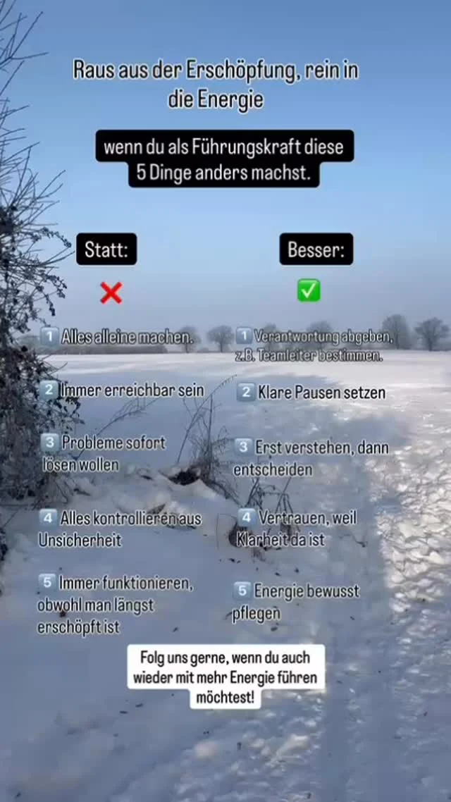 Mache es besser als andere Praxisinhaber:

💯Klarheit geben 
💯Vertrauen schenken 
💯delegieren anstatt selber zu machen 
💯Pausen aushalten 
💯zu hören anstatt reden 
💯und vieles mehr 

Dein Lighthouse Team ❤️#zahnärztin #führungskräftetraining #gemeinsamwachsen